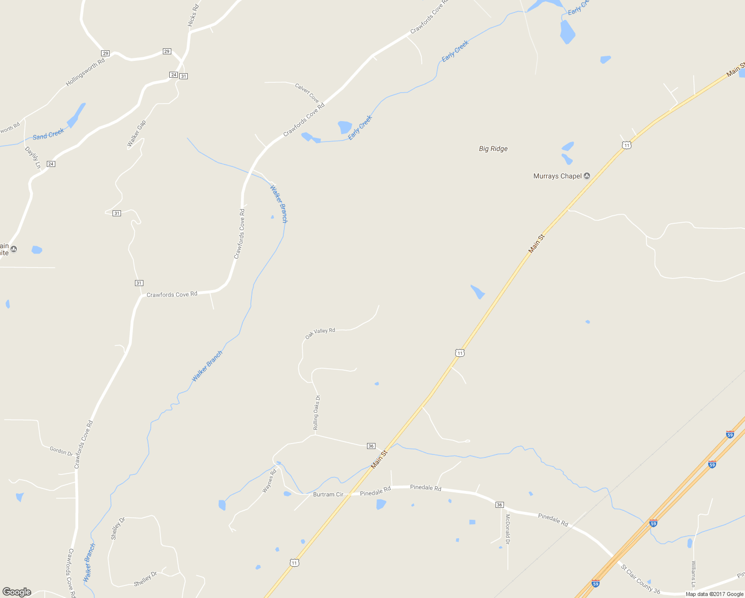 map of restaurants, bars, coffee shops, grocery stores, and more near 675 Oak Valley Road in Springville