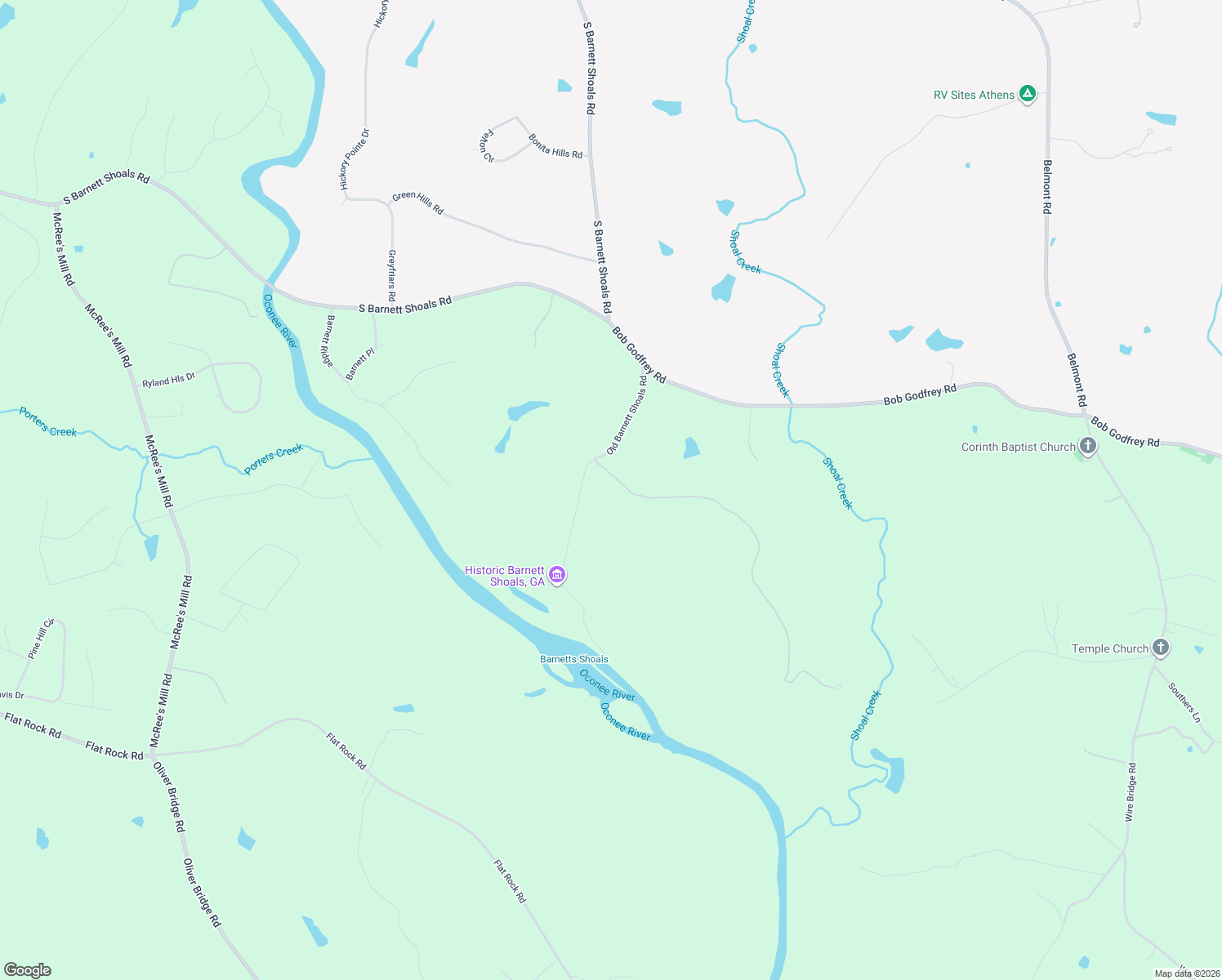 map of restaurants, bars, coffee shops, grocery stores, and more near 1123 Old Barnett Shoals Road in Athens