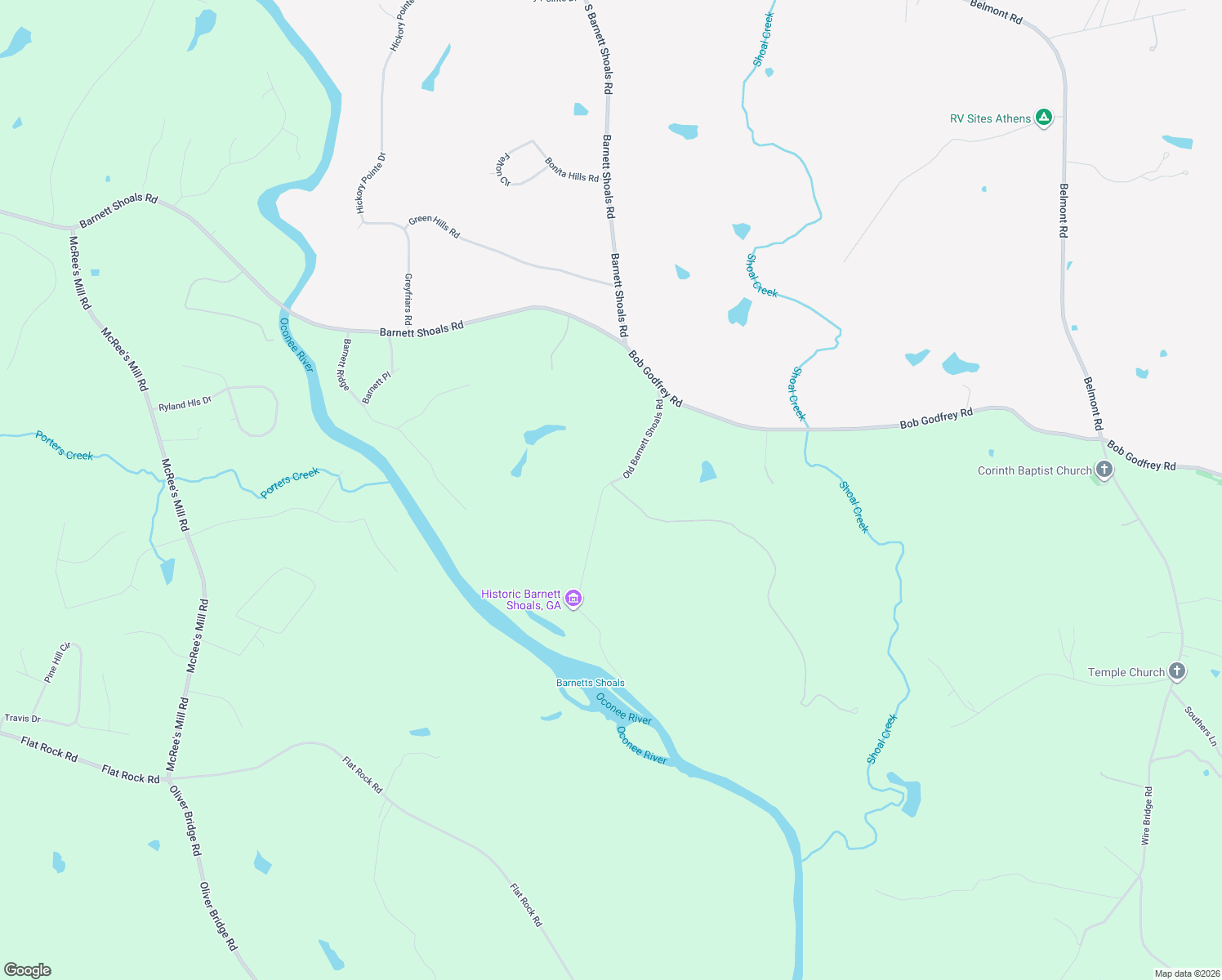 map of restaurants, bars, coffee shops, grocery stores, and more near 4048-7424 Old Barnett Shoals Road in Athens