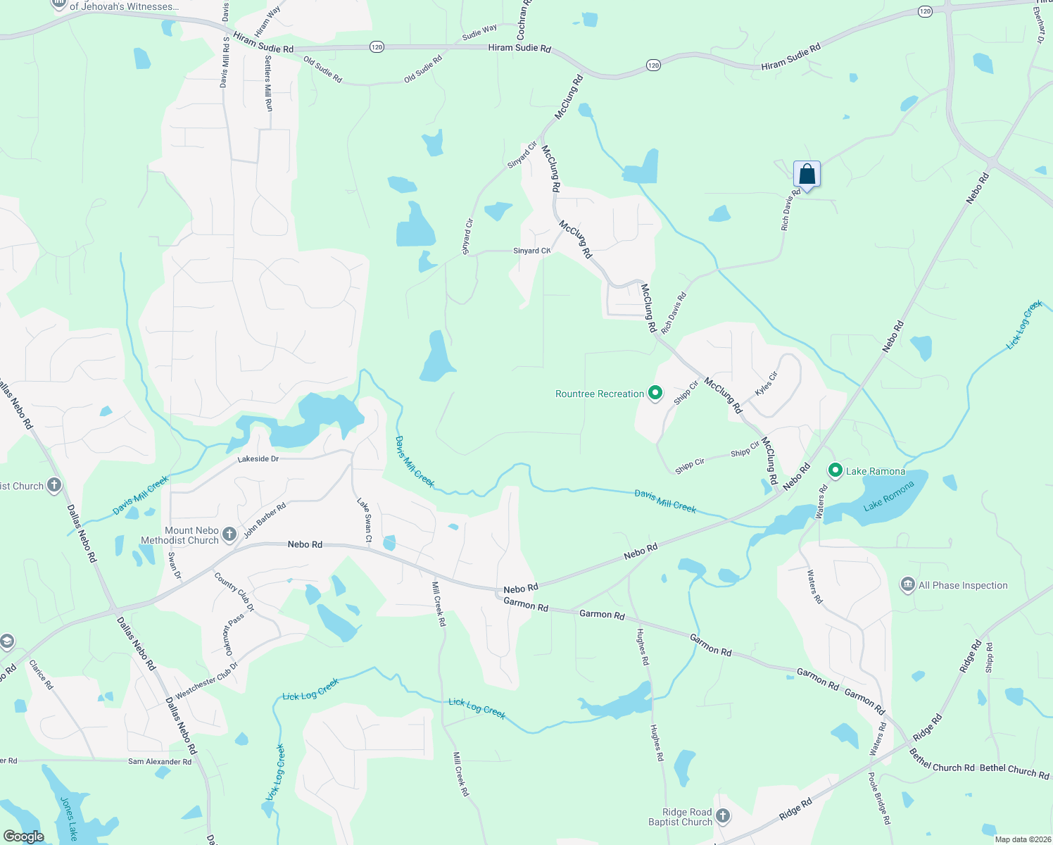 map of restaurants, bars, coffee shops, grocery stores, and more near 180 Hale Mountain Court in Hiram