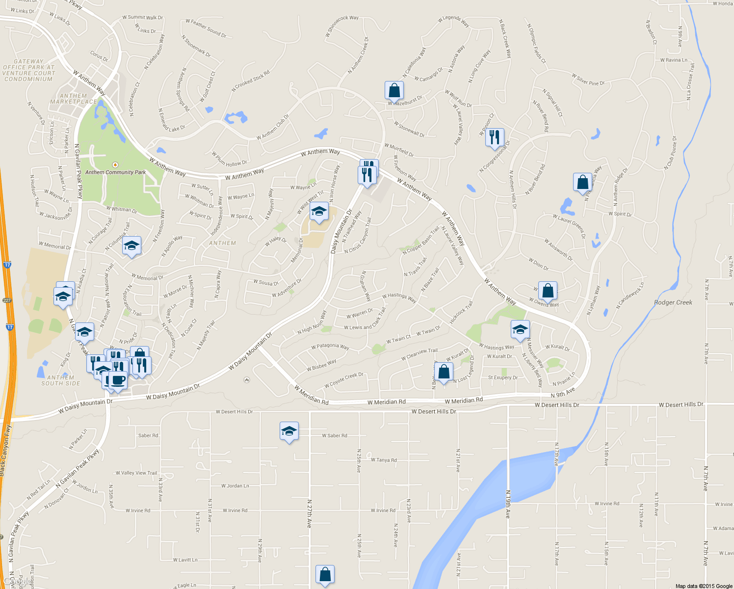 map of restaurants, bars, coffee shops, grocery stores, and more near 2502 West Kit Carson Trail in Phoenix