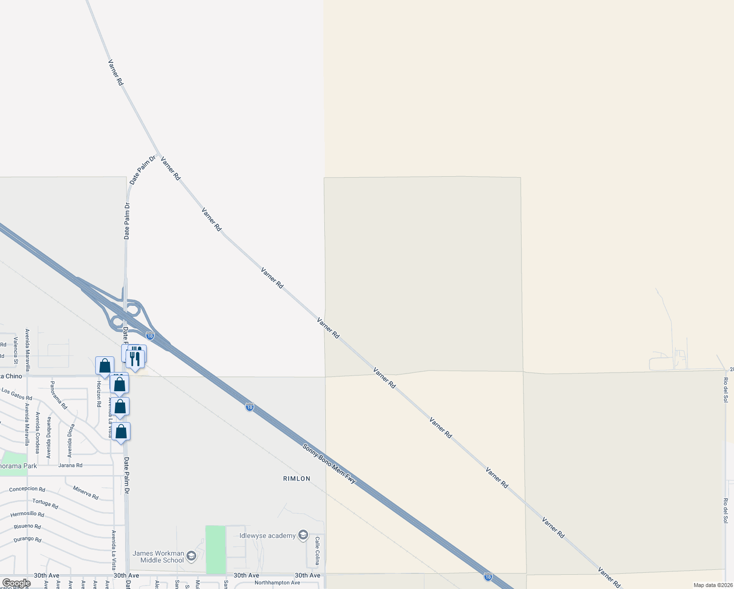 map of restaurants, bars, coffee shops, grocery stores, and more near in Cathedral City