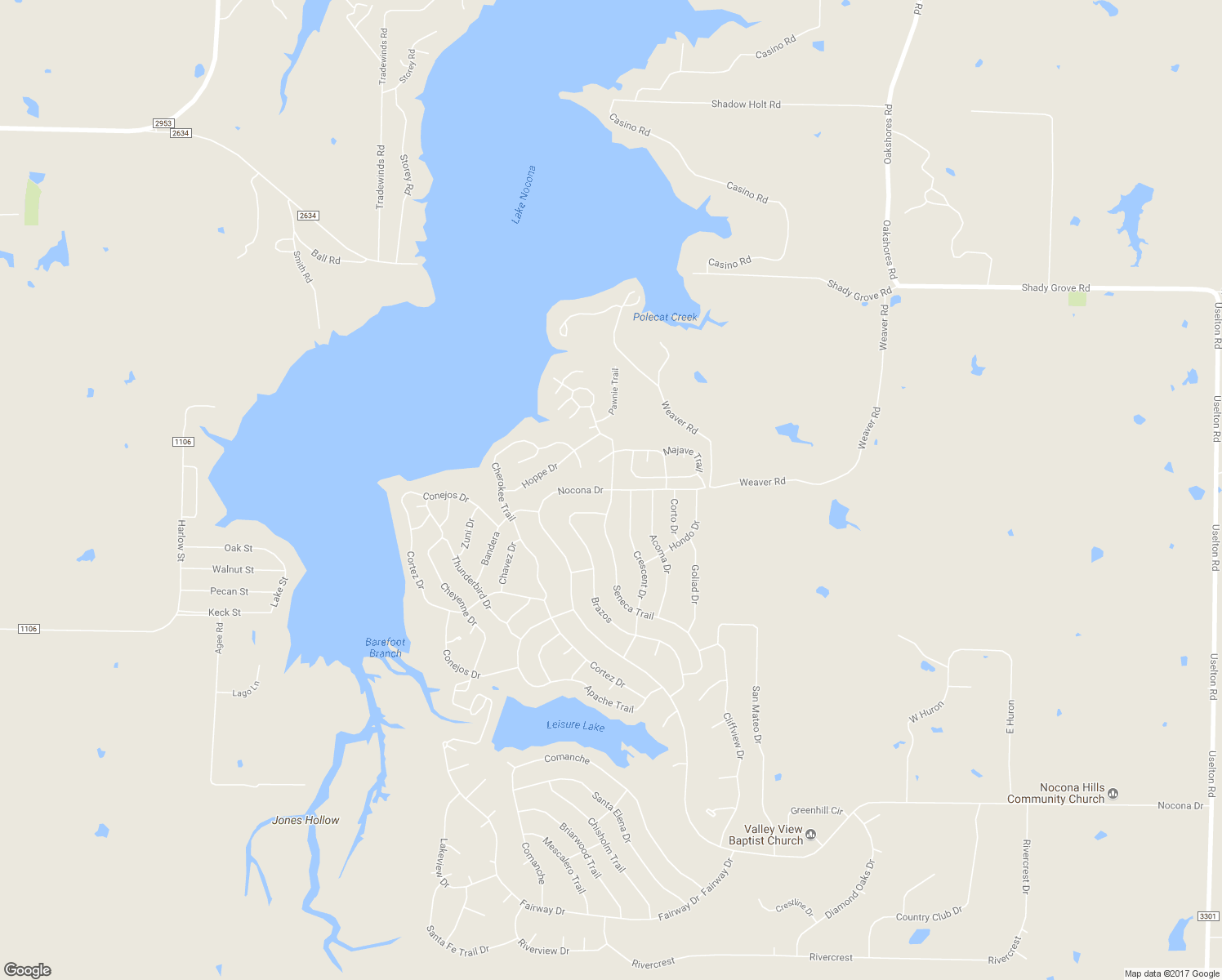 map of restaurants, bars, coffee shops, grocery stores, and more near 399 Nocona Drive in Nocona