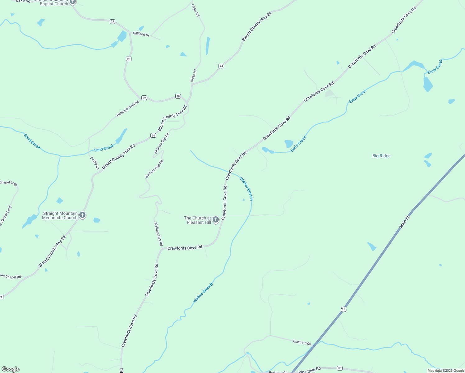 map of restaurants, bars, coffee shops, grocery stores, and more near 2494 Crawfords Cove Rd in Springville