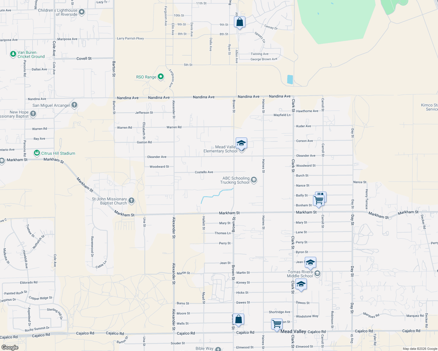 map of restaurants, bars, coffee shops, grocery stores, and more near 20815 Costello Avenue in Perris