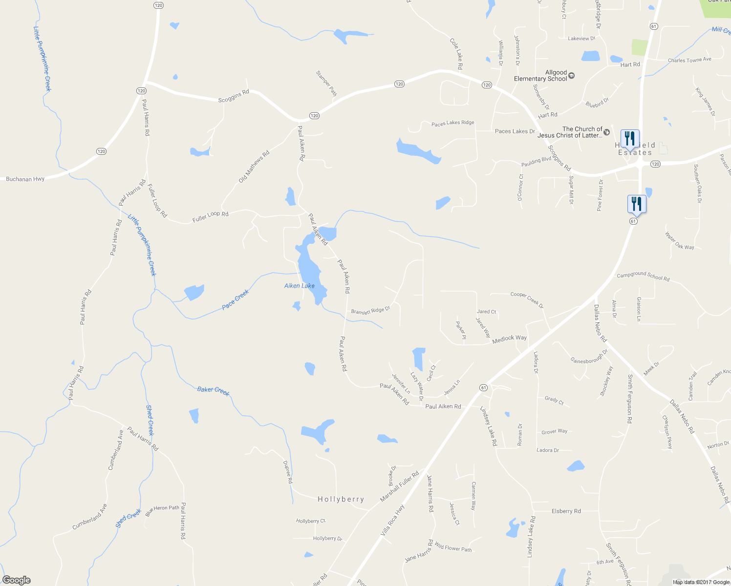 map of restaurants, bars, coffee shops, grocery stores, and more near 1011 Paul Aiken Road in Dallas