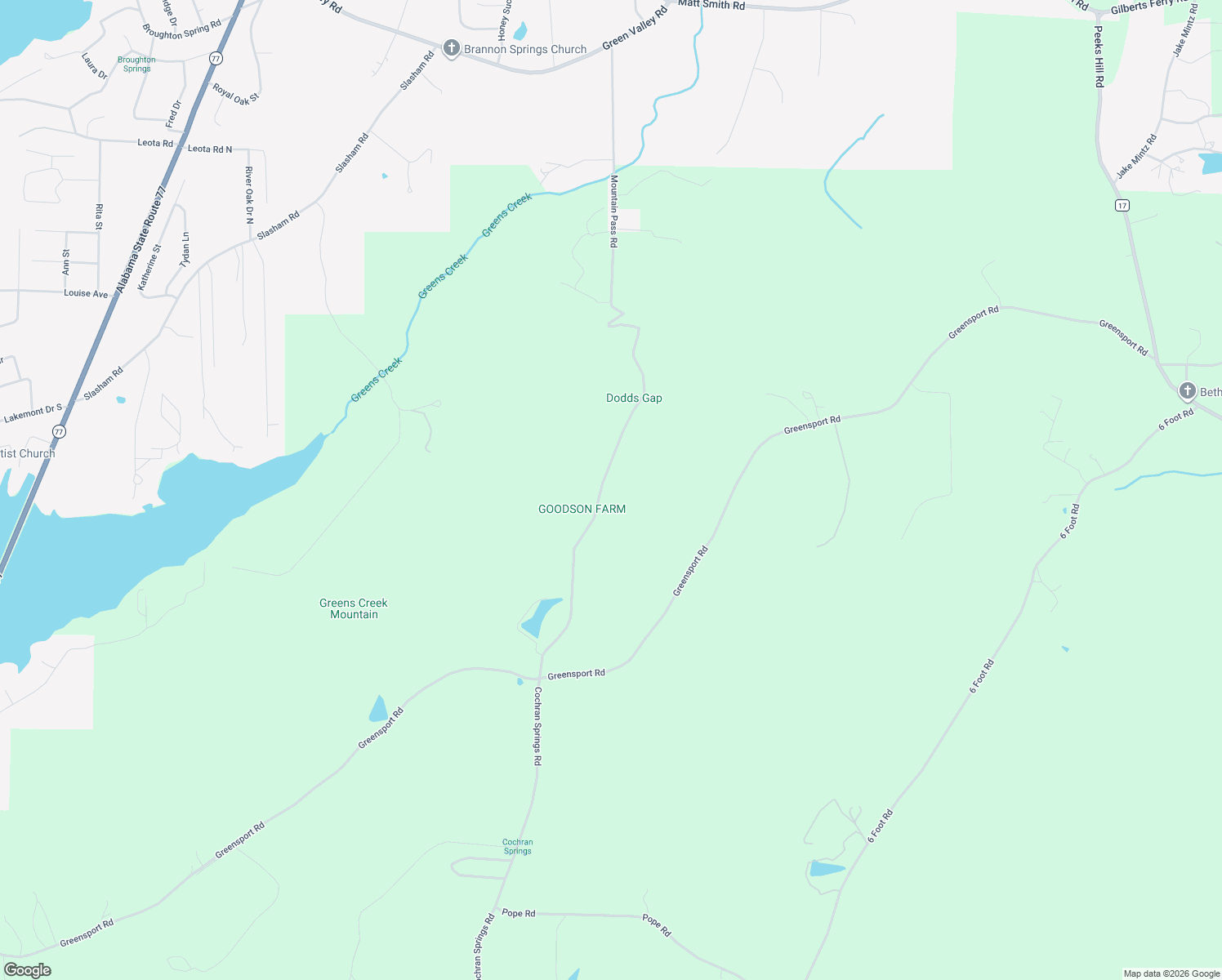 map of restaurants, bars, coffee shops, grocery stores, and more near 3418 Cochran Springs Road in Ohatchee
