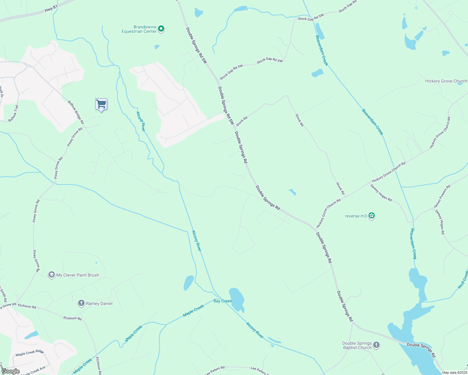 map of restaurants, bars, coffee shops, grocery stores, and more near 3575 Bullock Bridge Road in Monroe