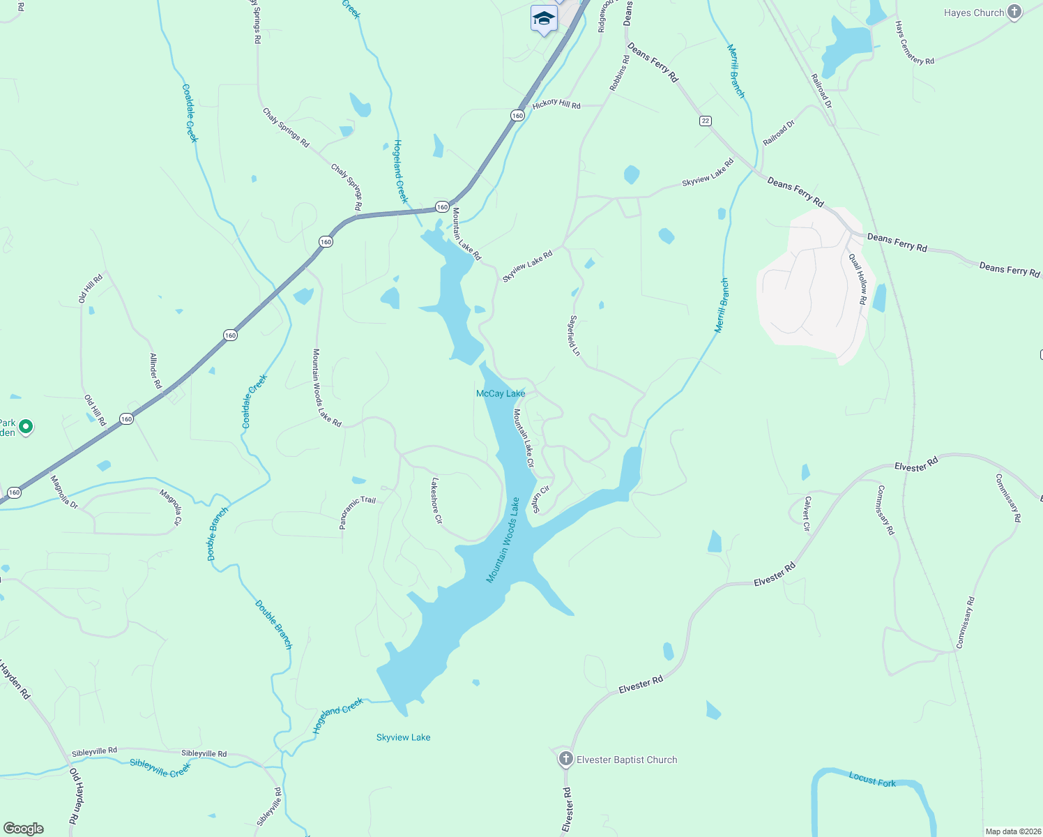 map of restaurants, bars, coffee shops, grocery stores, and more near 137 Mountain Lake Circle in Warrior
