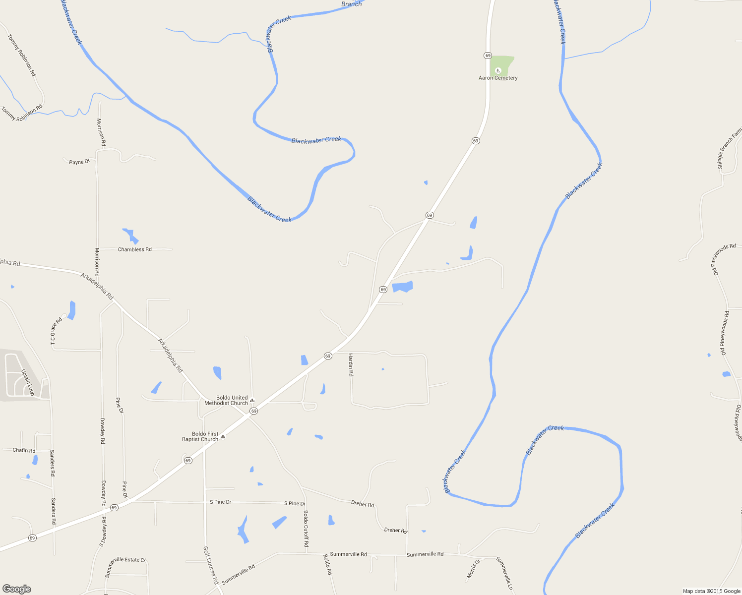 map of restaurants, bars, coffee shops, grocery stores, and more near 75 Robinson Loop in Jasper