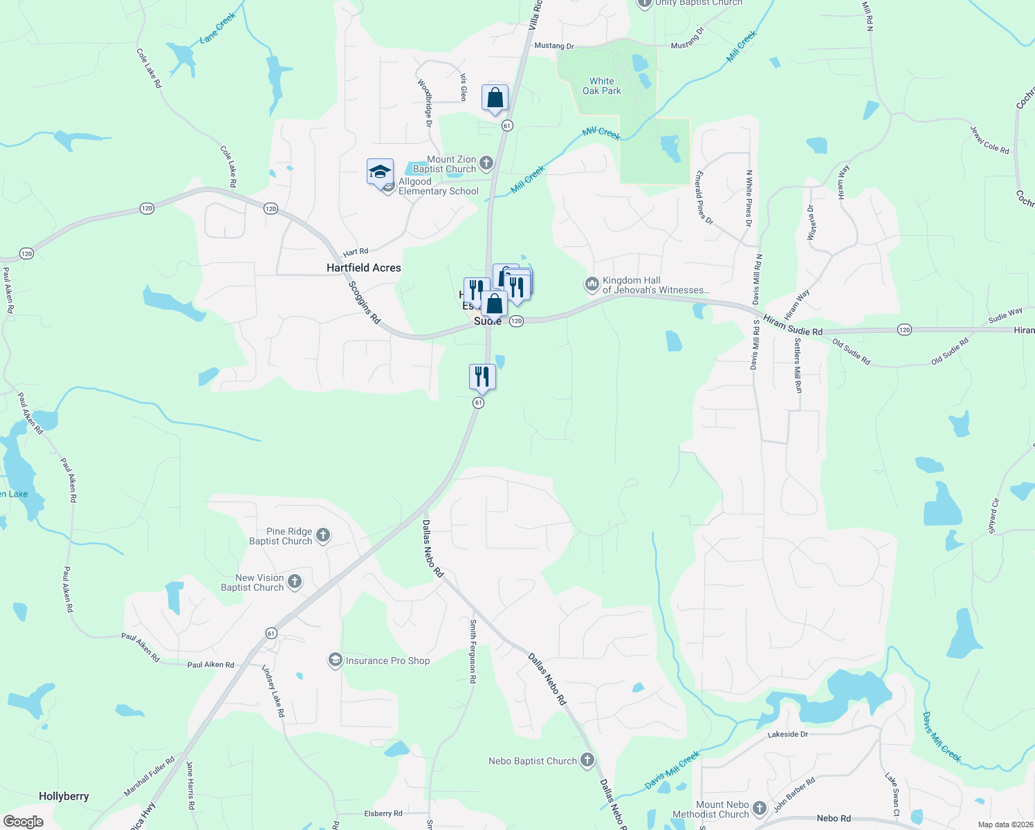 map of restaurants, bars, coffee shops, grocery stores, and more near 239 Water Oak Way in Dallas