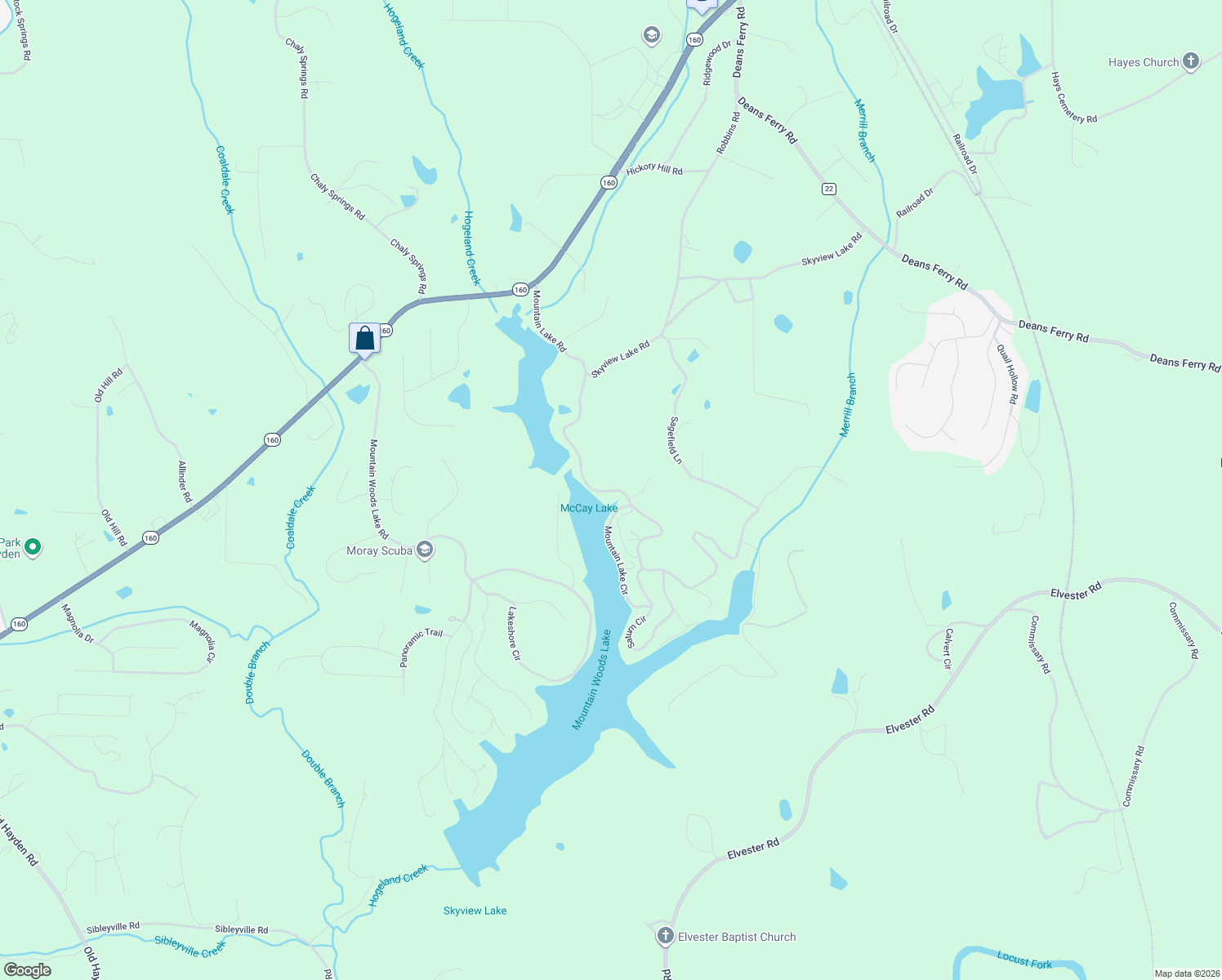 map of restaurants, bars, coffee shops, grocery stores, and more near 1015 Mountain Lake Rd in Warrior