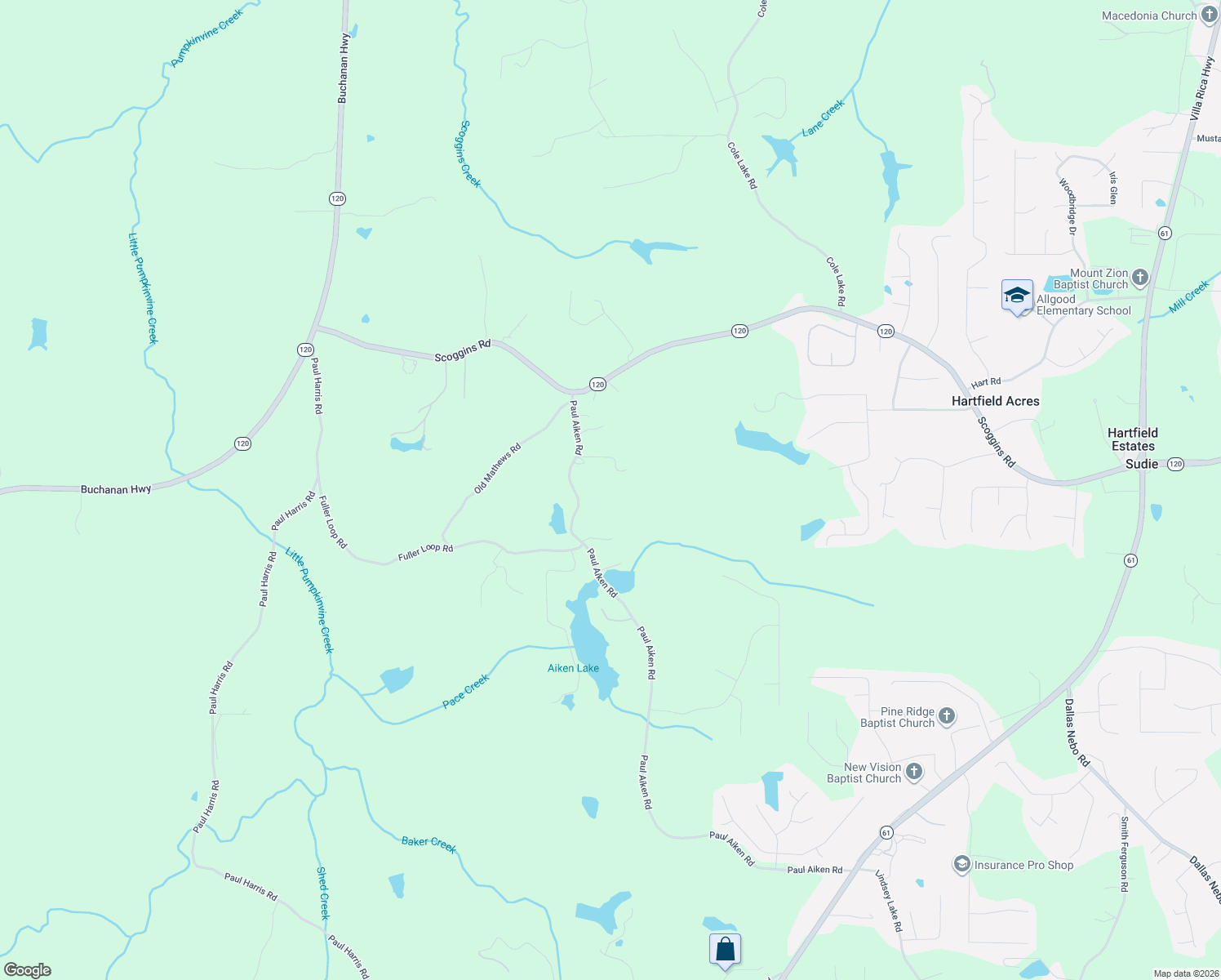 map of restaurants, bars, coffee shops, grocery stores, and more near 351 Paul Aiken Road in Dallas