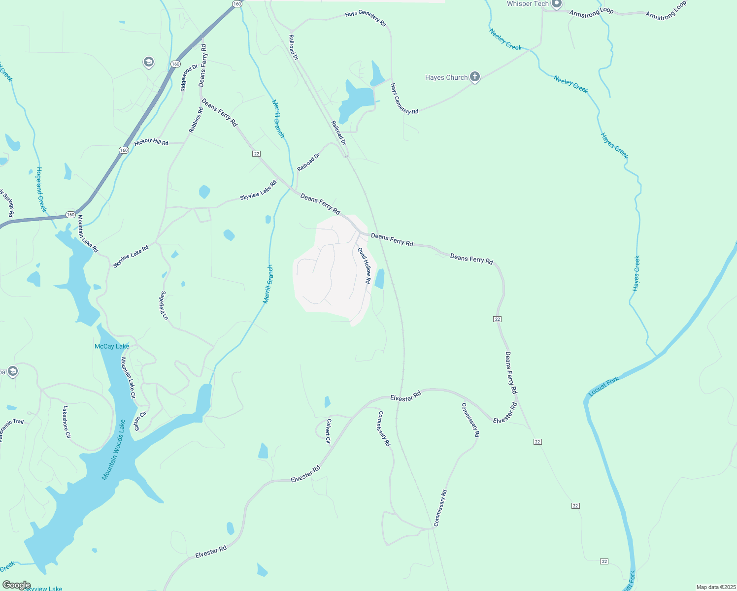 map of restaurants, bars, coffee shops, grocery stores, and more near 265 Quail Hollow Road in Warrior