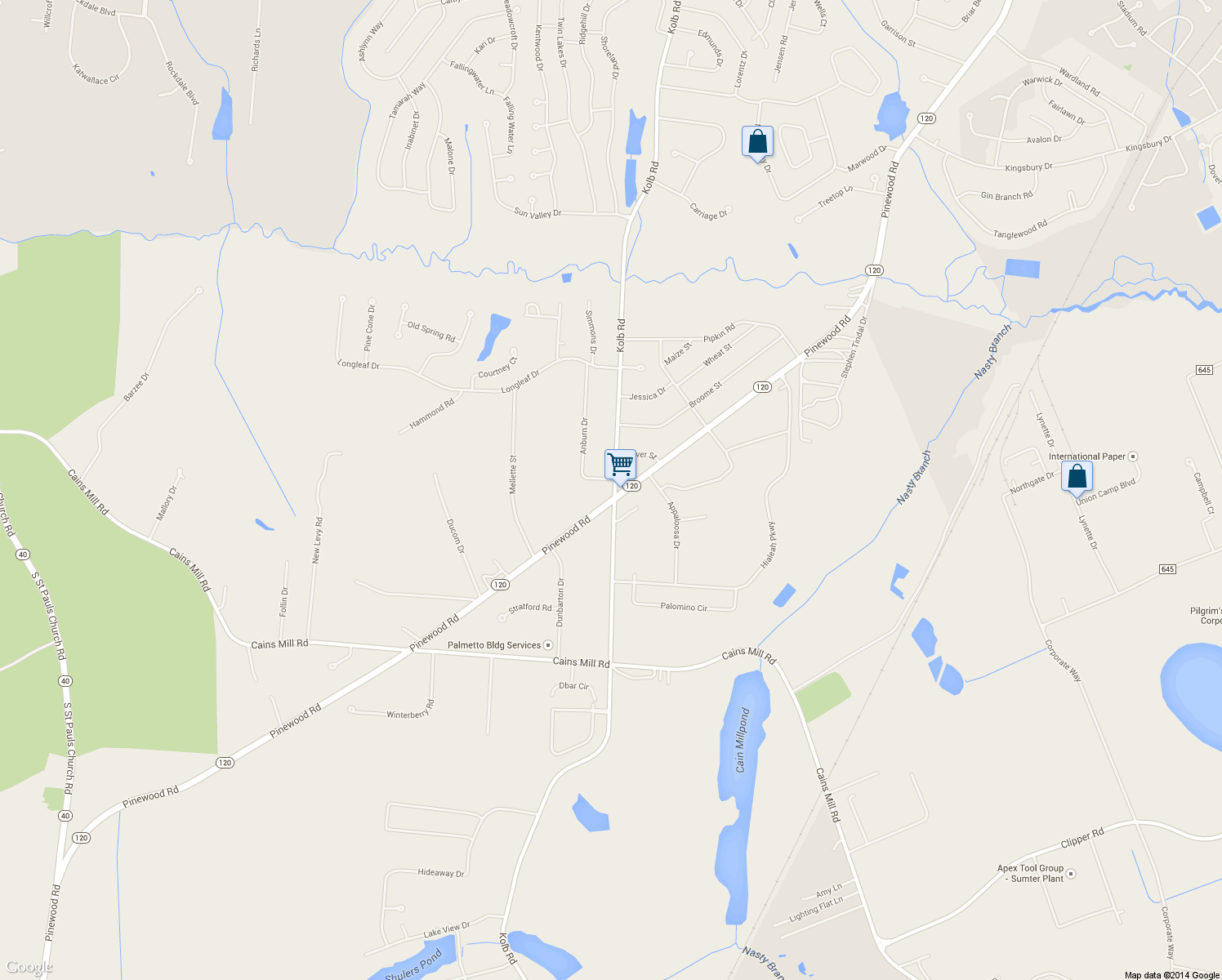 map of restaurants, bars, coffee shops, grocery stores, and more near 1796 Kolb Road in Sumter