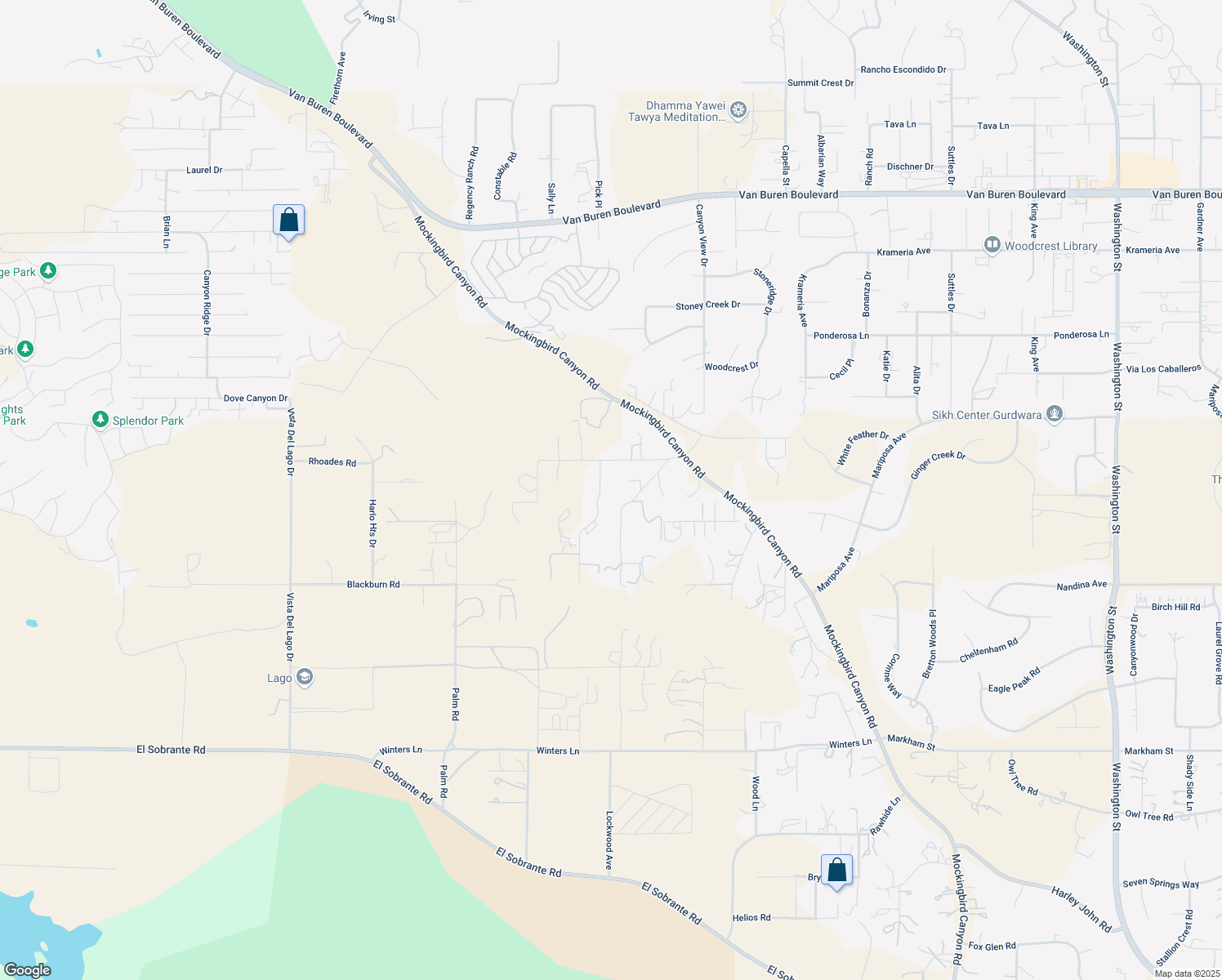 map of restaurants, bars, coffee shops, grocery stores, and more near 17110 Dalke Lane in Riverside