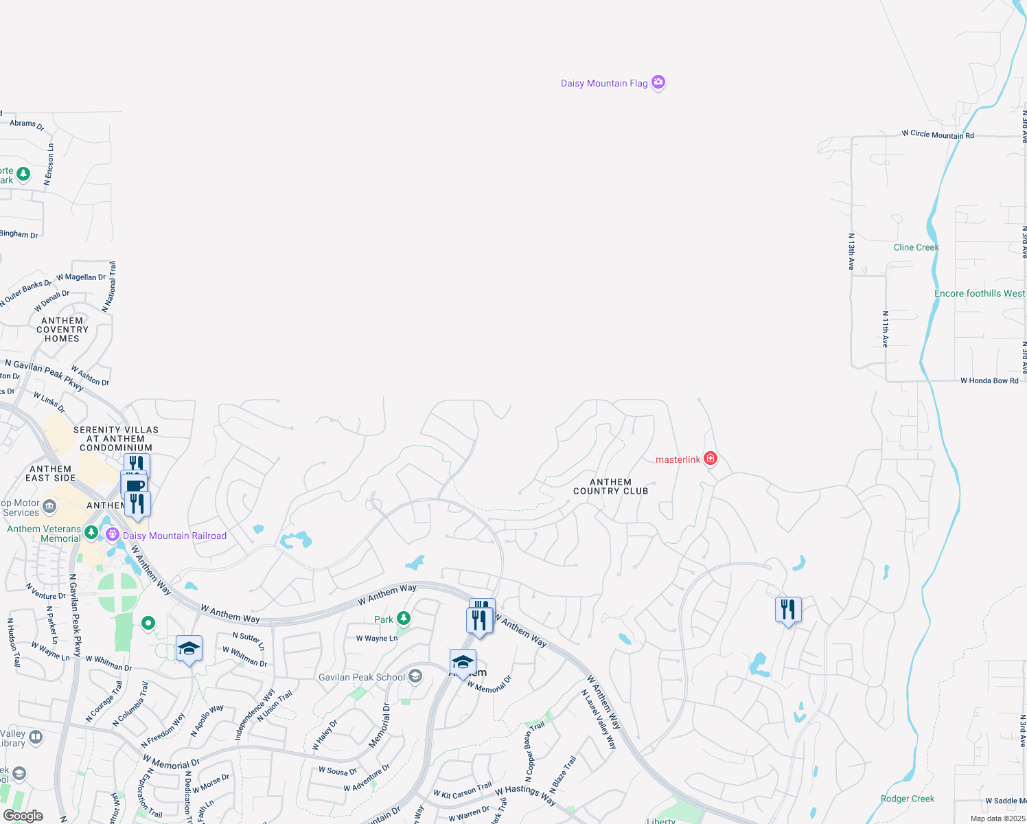 map of restaurants, bars, coffee shops, grocery stores, and more near 2331 West Shinnecock Court in New River