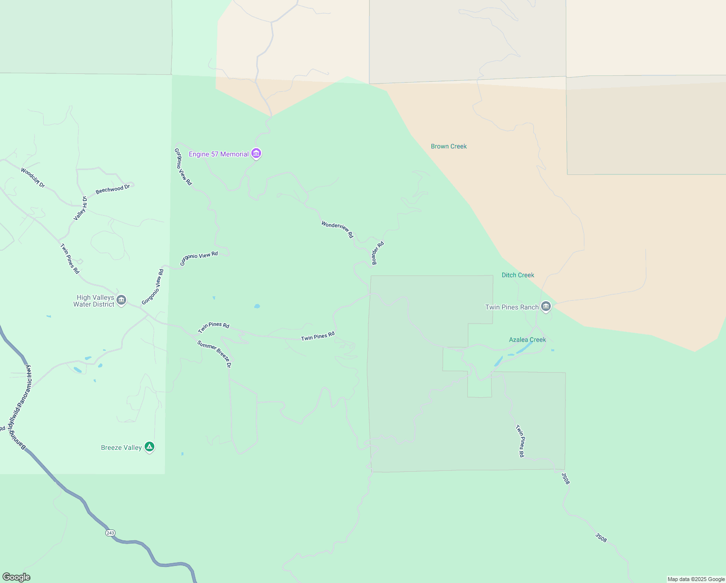 map of restaurants, bars, coffee shops, grocery stores, and more near 48910 Twin Pines Road in Banning