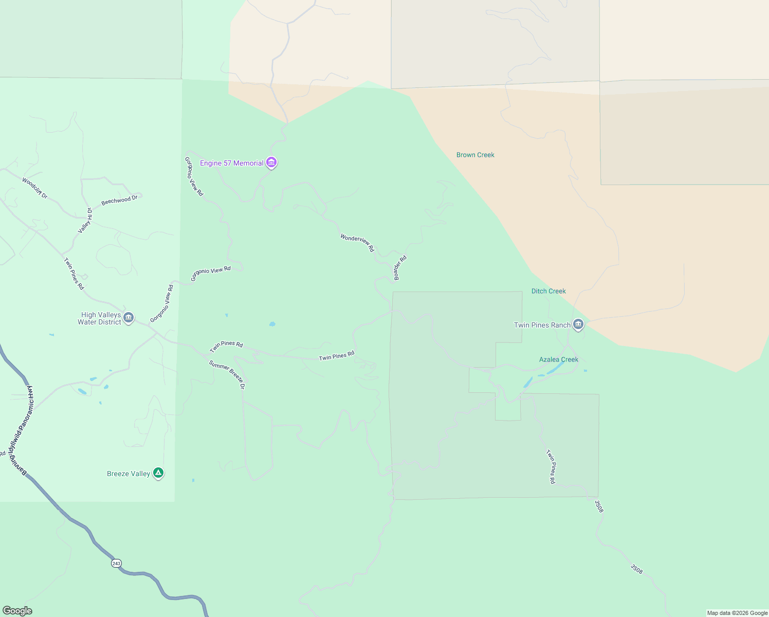 map of restaurants, bars, coffee shops, grocery stores, and more near 48910 Twin Pines Road in Banning