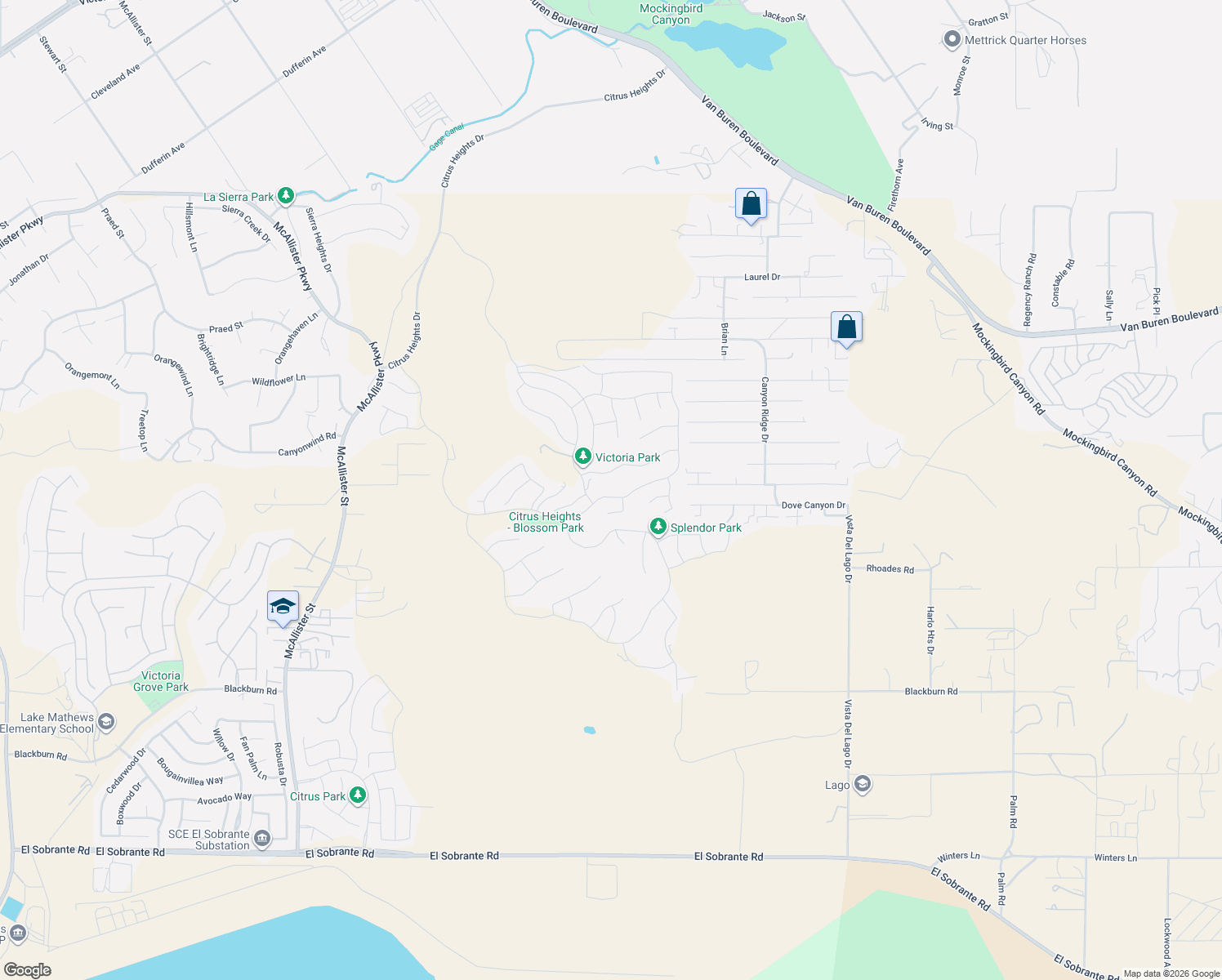 map of restaurants, bars, coffee shops, grocery stores, and more near 13770 Sweet Avenue in Riverside
