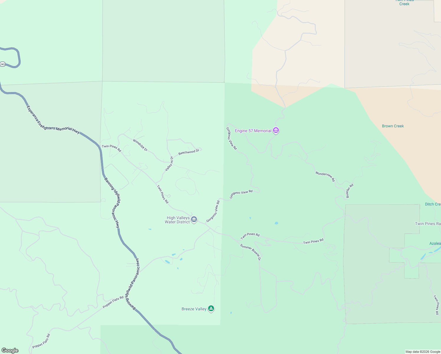 map of restaurants, bars, coffee shops, grocery stores, and more near 47860 Woodcliff Drive in Banning