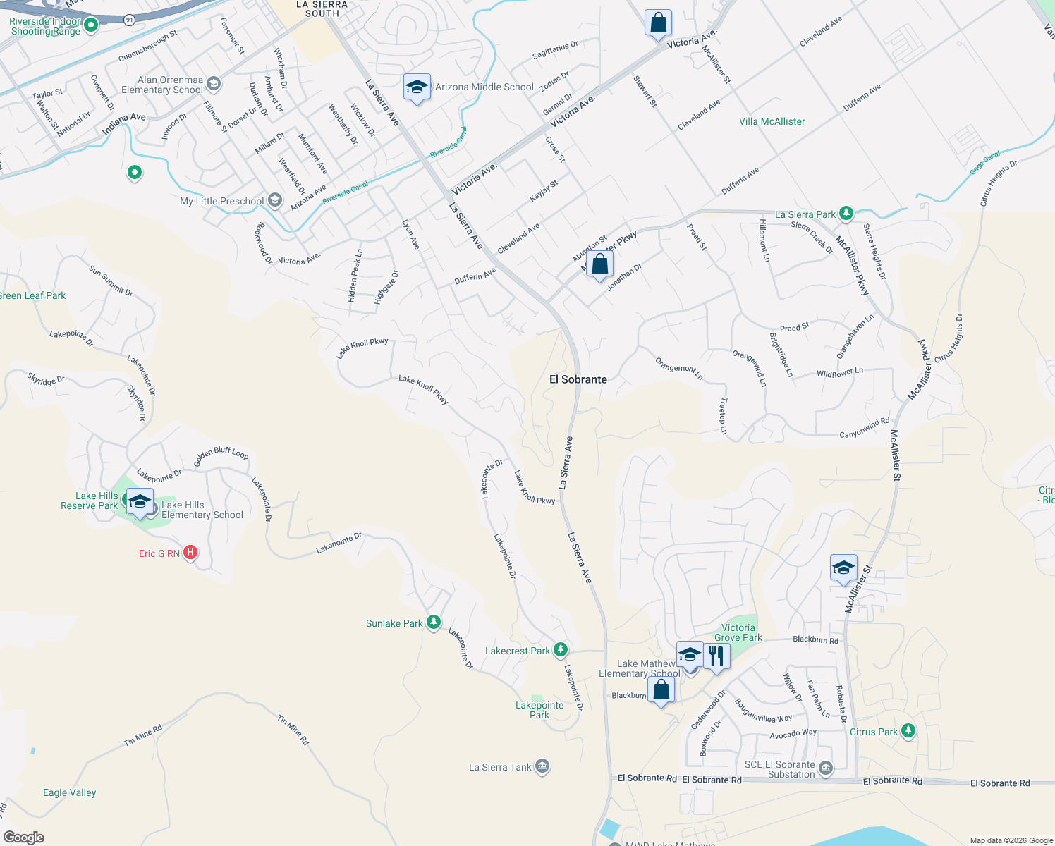 map of restaurants, bars, coffee shops, grocery stores, and more near 1969 Lyon Avenue in Riverside