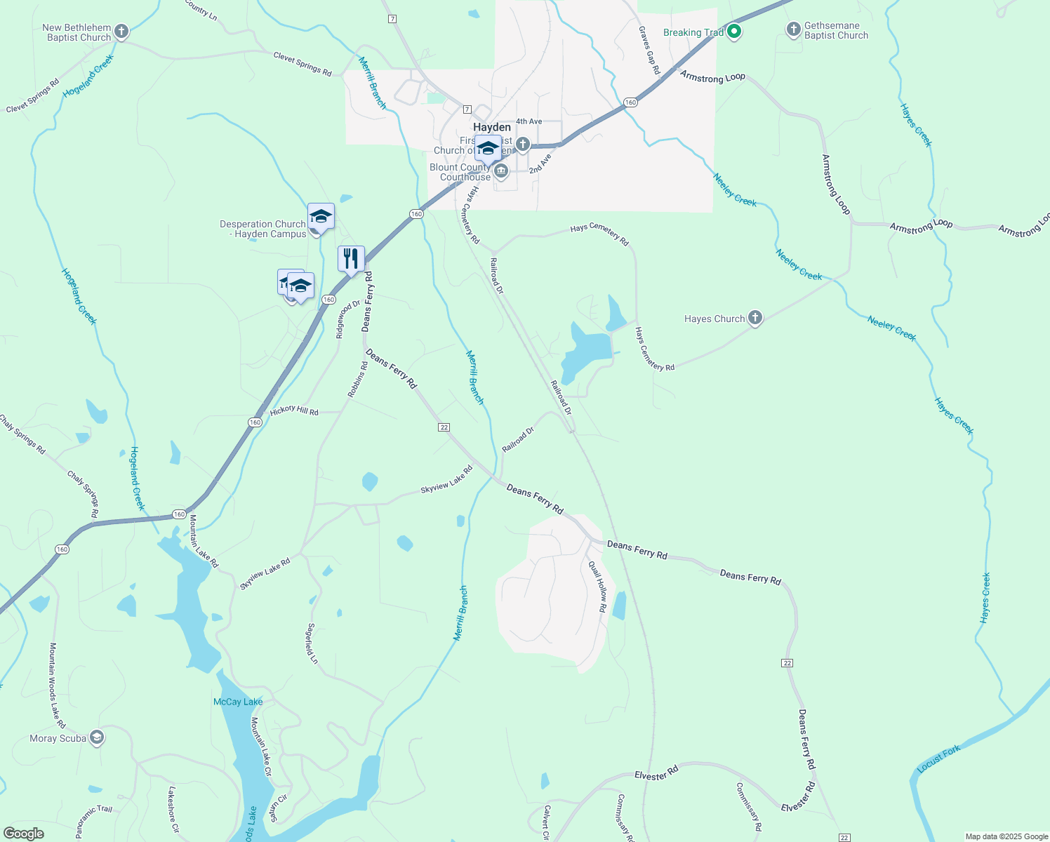 map of restaurants, bars, coffee shops, grocery stores, and more near 1298 Railroad Drive in Hayden