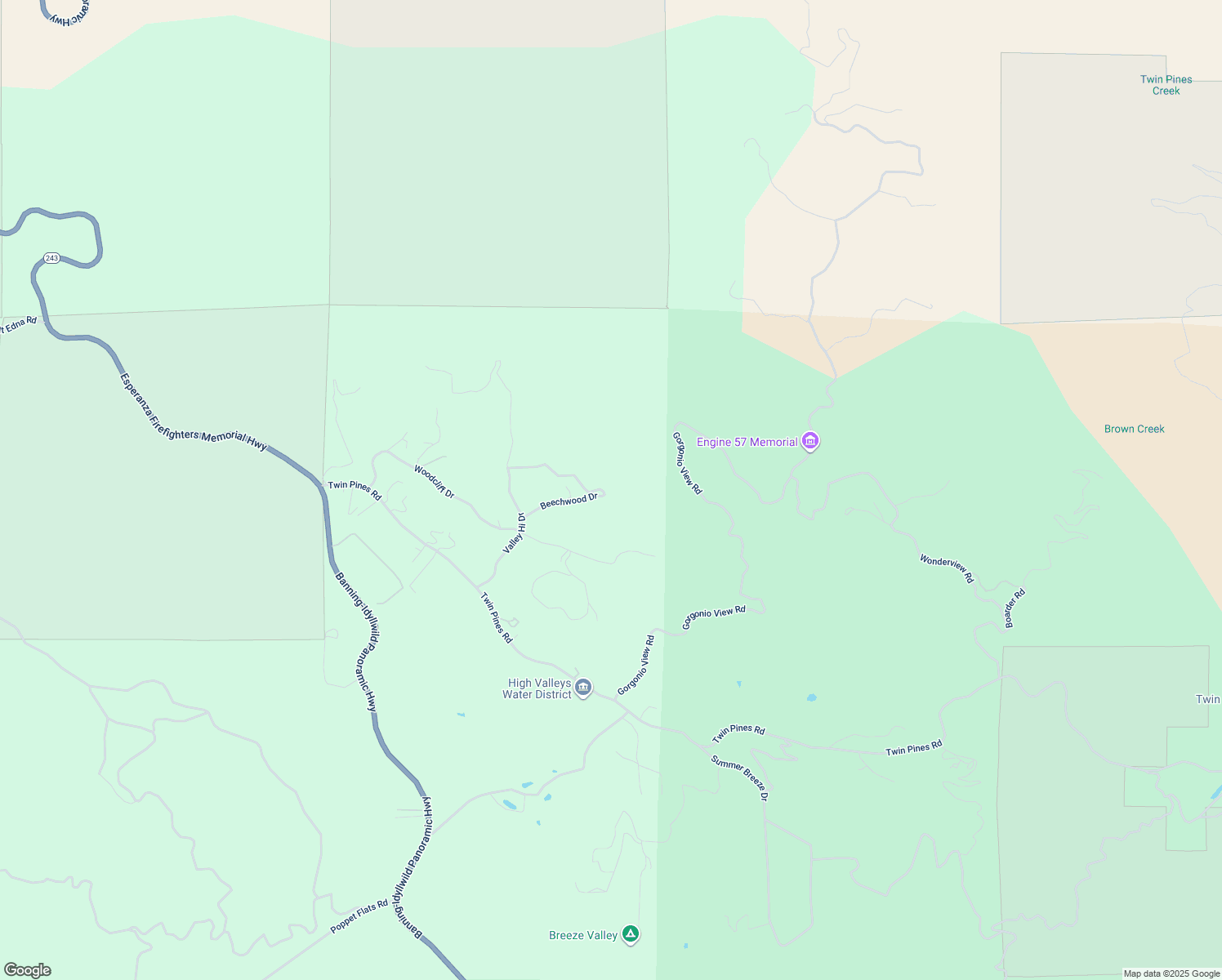 map of restaurants, bars, coffee shops, grocery stores, and more near Beechwood Drive in Riverside County