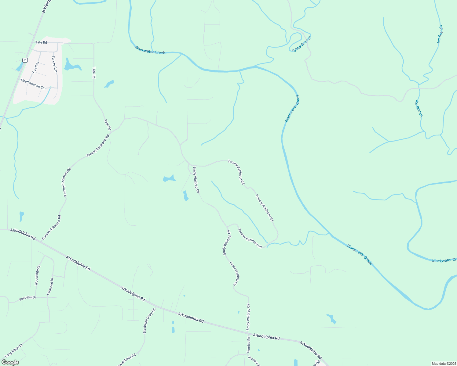 map of restaurants, bars, coffee shops, grocery stores, and more near 2294 Tommy Robinson Road in Jasper