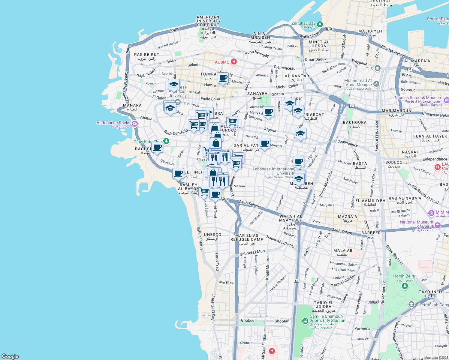 map of restaurants, bars, coffee shops, grocery stores, and more near in Verdun