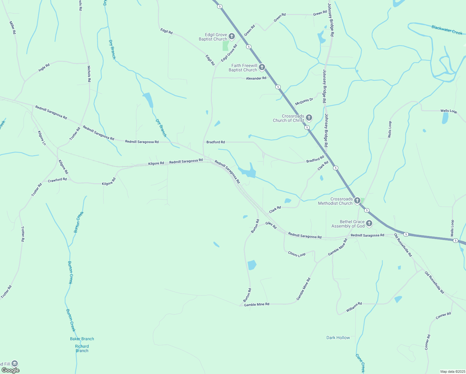 map of restaurants, bars, coffee shops, grocery stores, and more near 290 Burton Road in Jasper