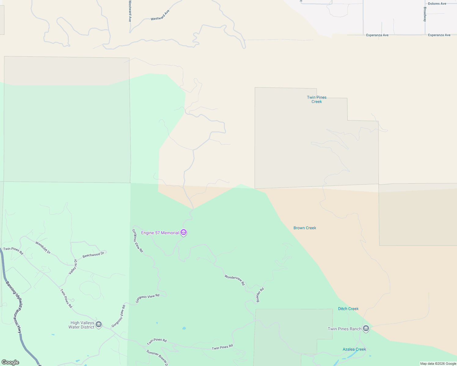 map of restaurants, bars, coffee shops, grocery stores, and more near 48883 Horse Trail Road in Banning