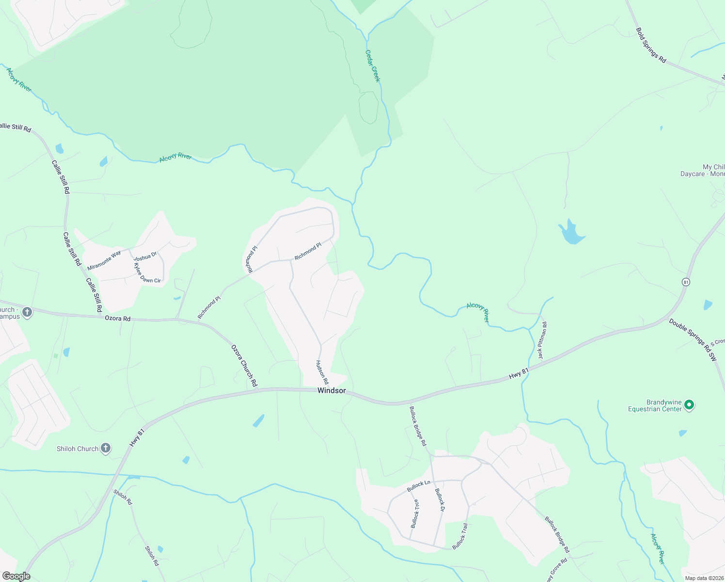map of restaurants, bars, coffee shops, grocery stores, and more near 1653 Richmond Meadow Court in Loganville