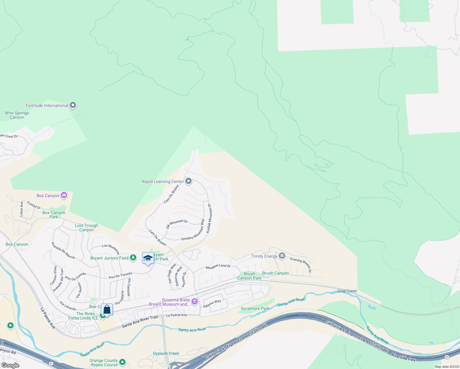 map of restaurants, bars, coffee shops, grocery stores, and more near 27170 Big Horn Mountain Way in Yorba Linda