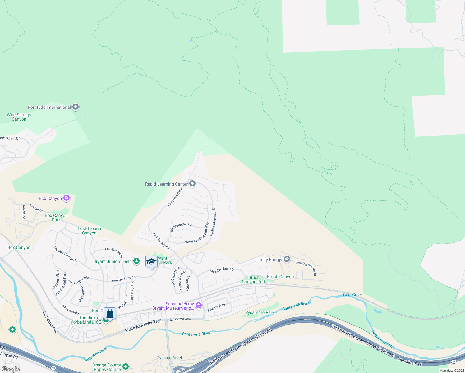 map of restaurants, bars, coffee shops, grocery stores, and more near 27170 Big Horn Mountain Way in Yorba Linda