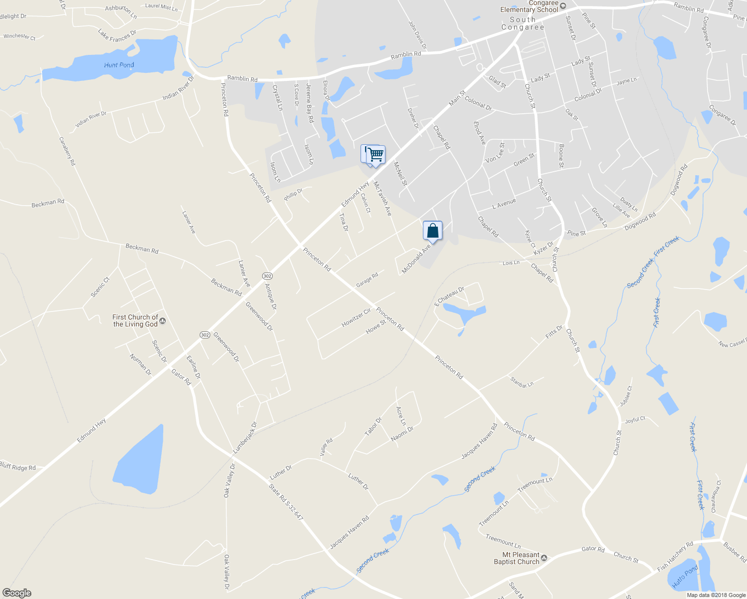 map of restaurants, bars, coffee shops, grocery stores, and more near 3221 Princeton Road in West Columbia