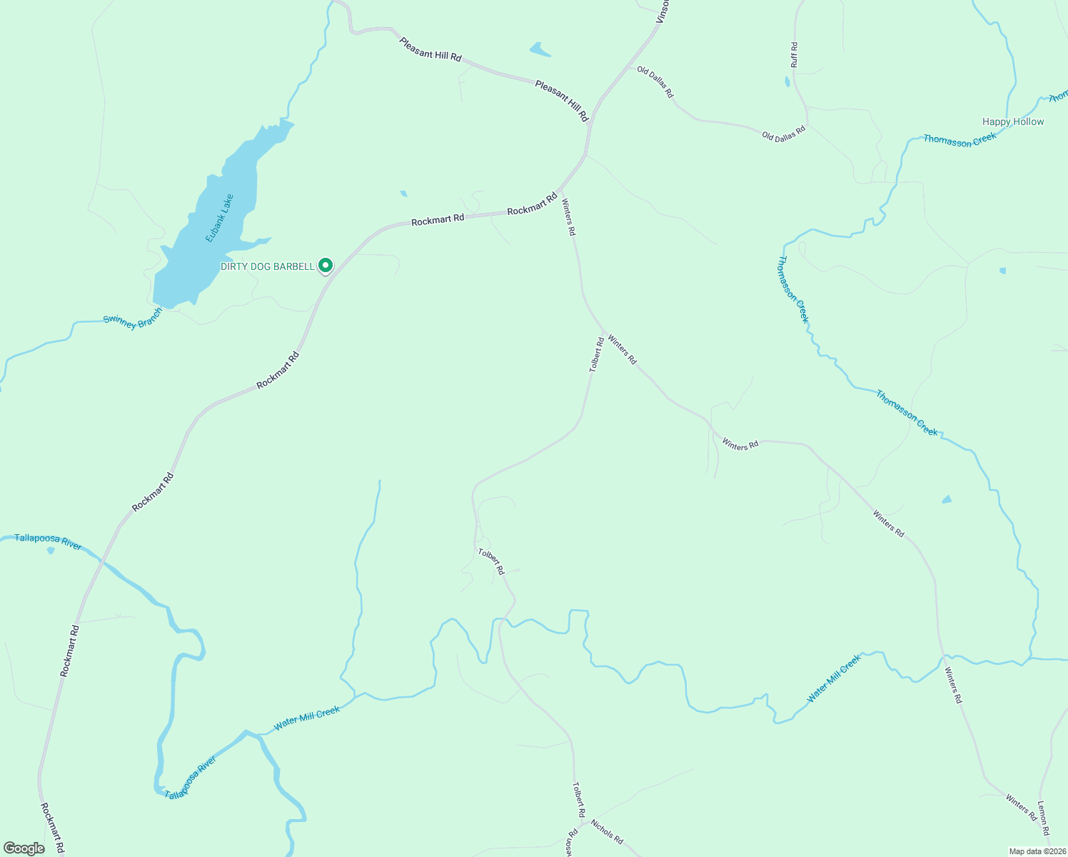 map of restaurants, bars, coffee shops, grocery stores, and more near 460 Tolbert Road in Rockmart