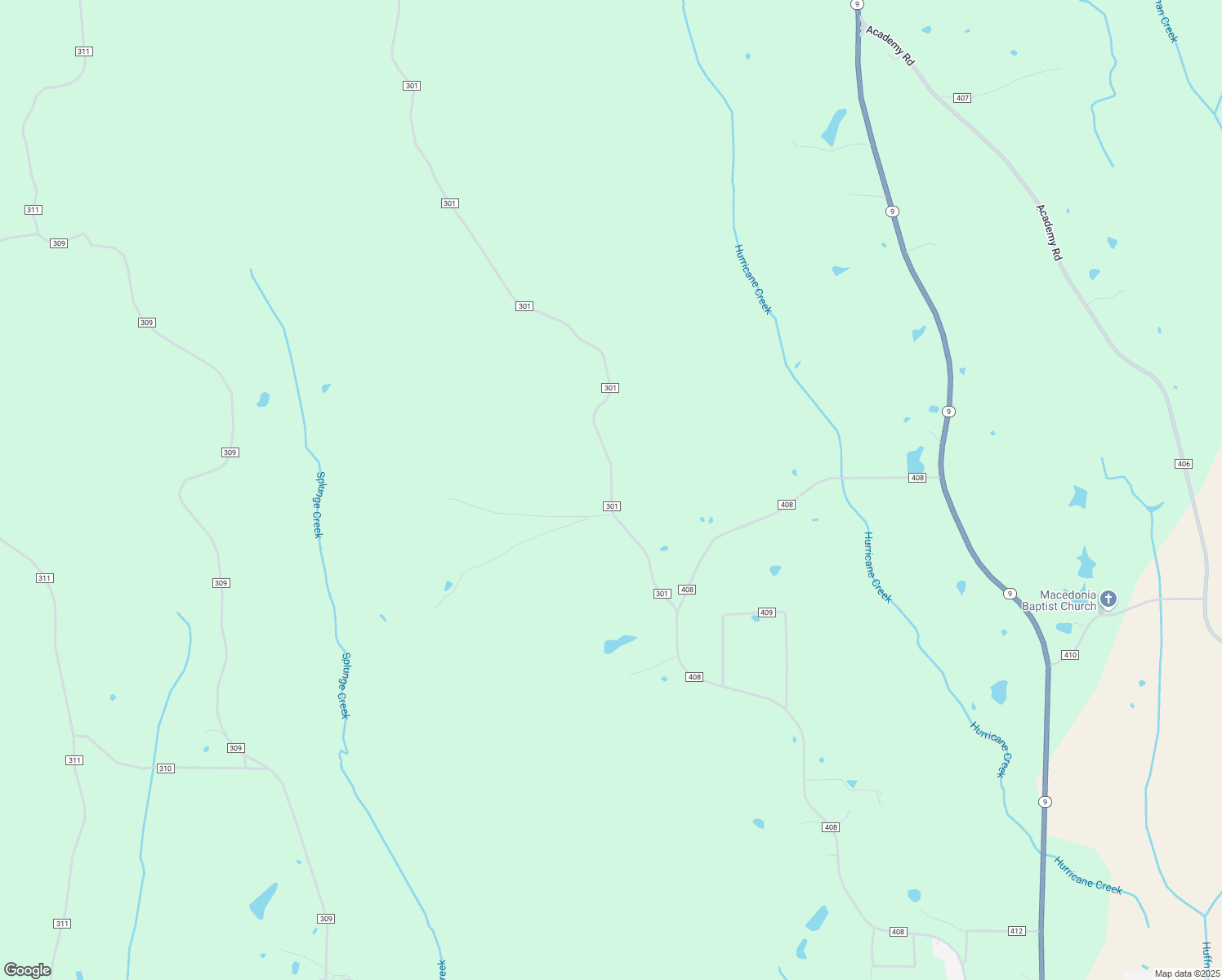 map of restaurants, bars, coffee shops, grocery stores, and more near County Road 301 in Calhoun City