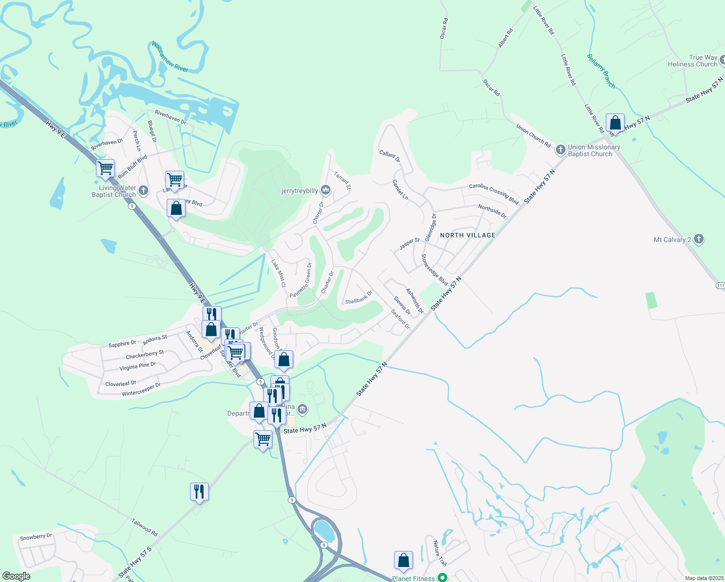 map of restaurants, bars, coffee shops, grocery stores, and more near 110 Goodale Drive in Longs