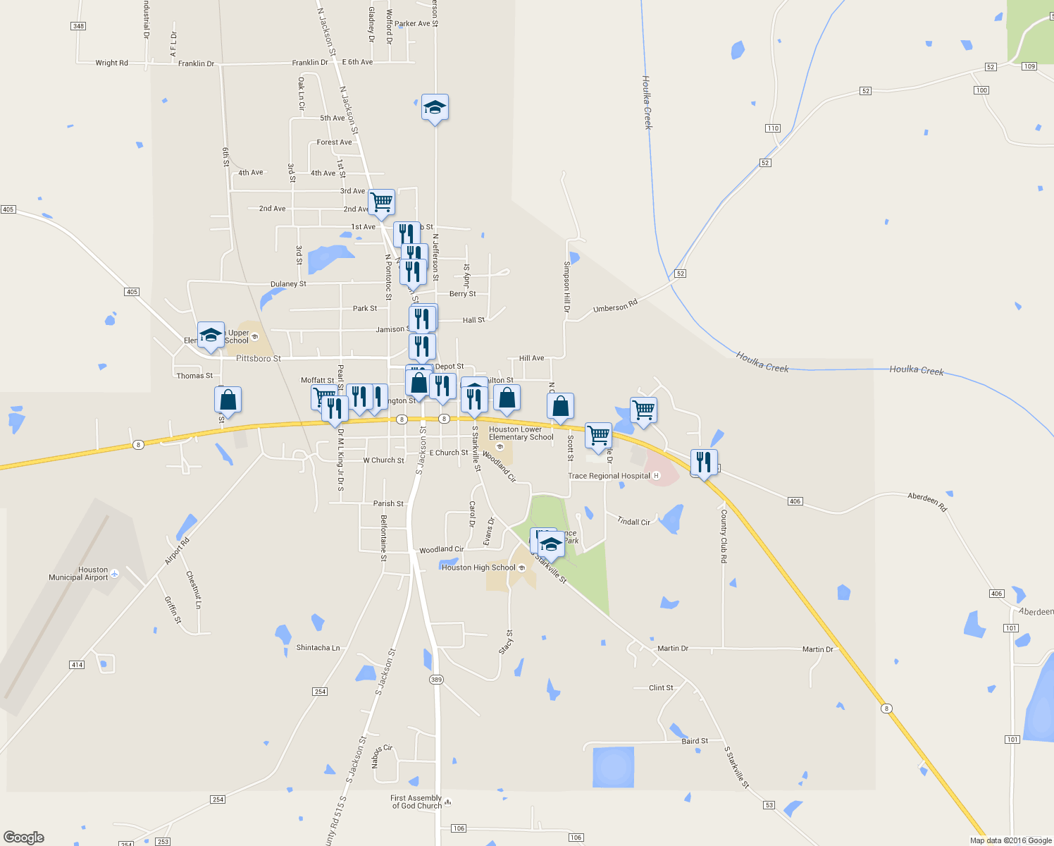 map of restaurants, bars, coffee shops, grocery stores, and more near 469 East Madison Street in Houston