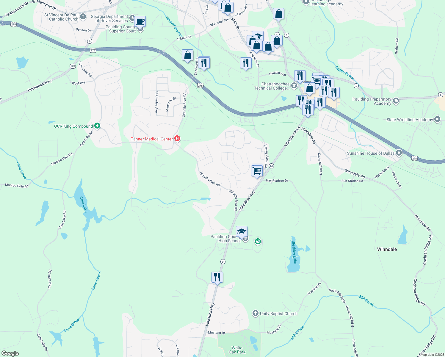 map of restaurants, bars, coffee shops, grocery stores, and more near 110 Ivy Crest Dr in Dallas