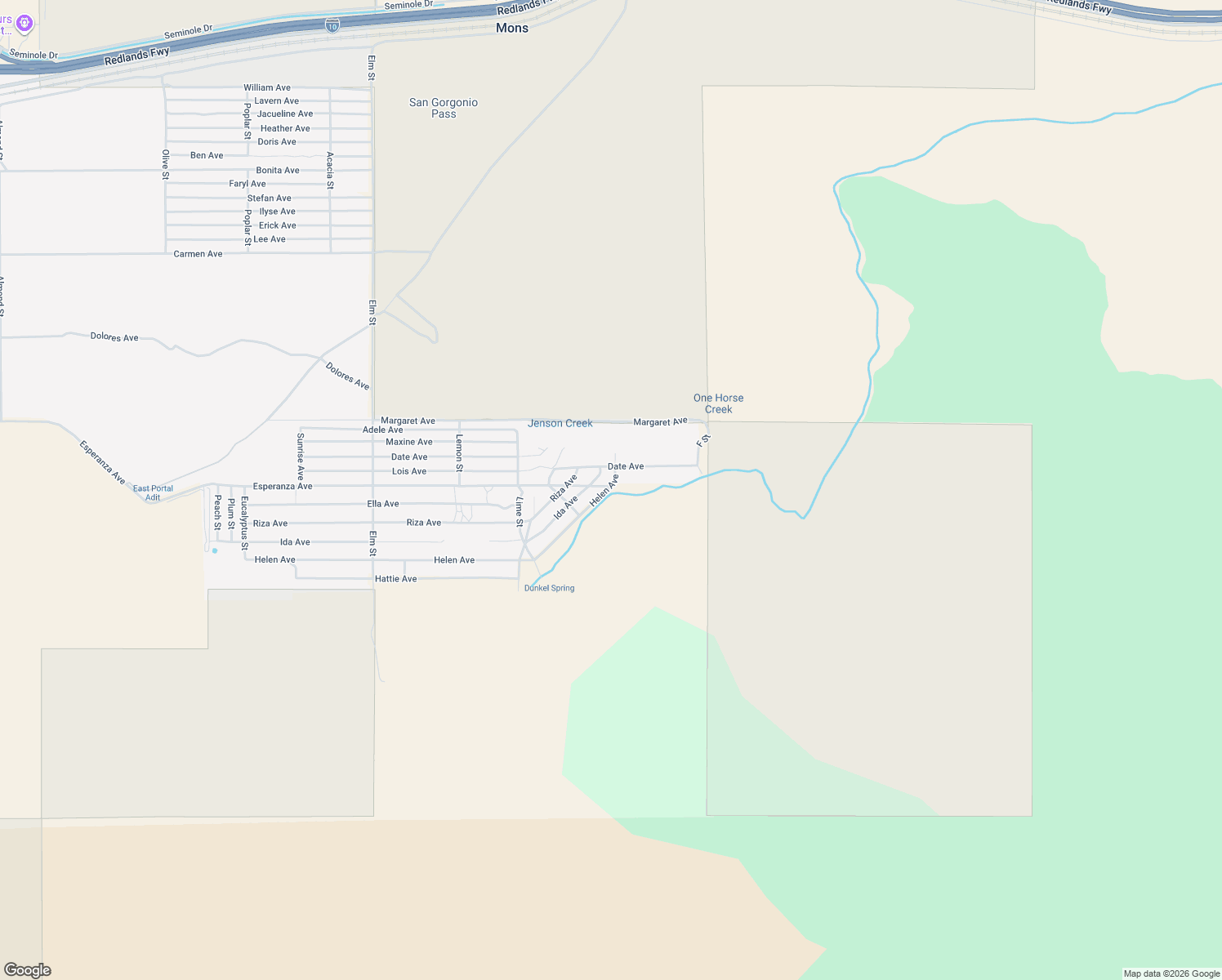 map of restaurants, bars, coffee shops, grocery stores, and more near Helen Avenue in Cabazon