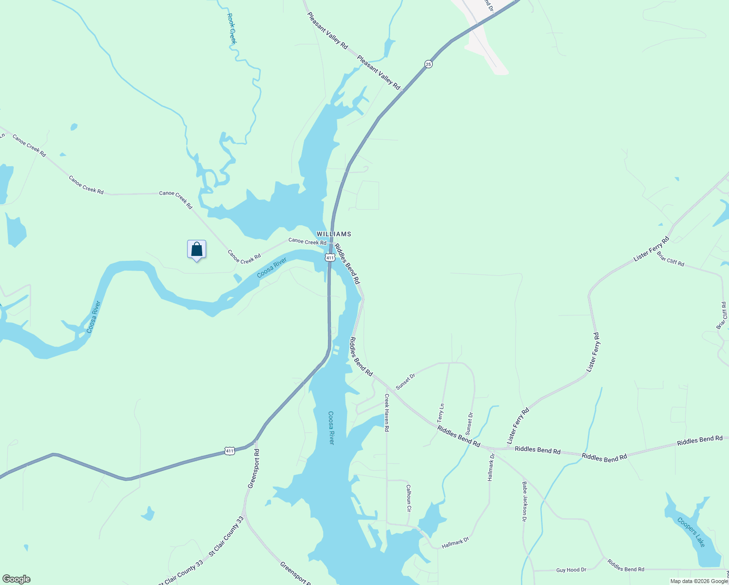 map of restaurants, bars, coffee shops, grocery stores, and more near 211 Riddles Bend Road in Rainbow City