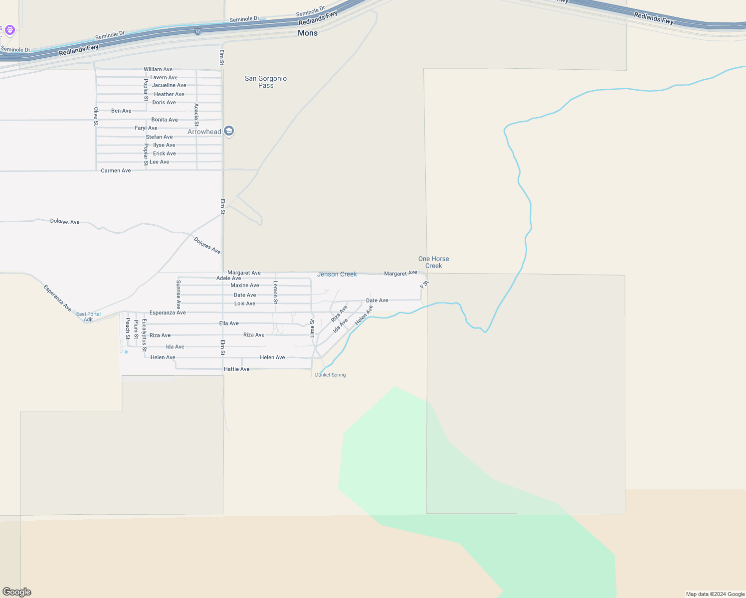 map of restaurants, bars, coffee shops, grocery stores, and more near Date Avenue in Cabazon