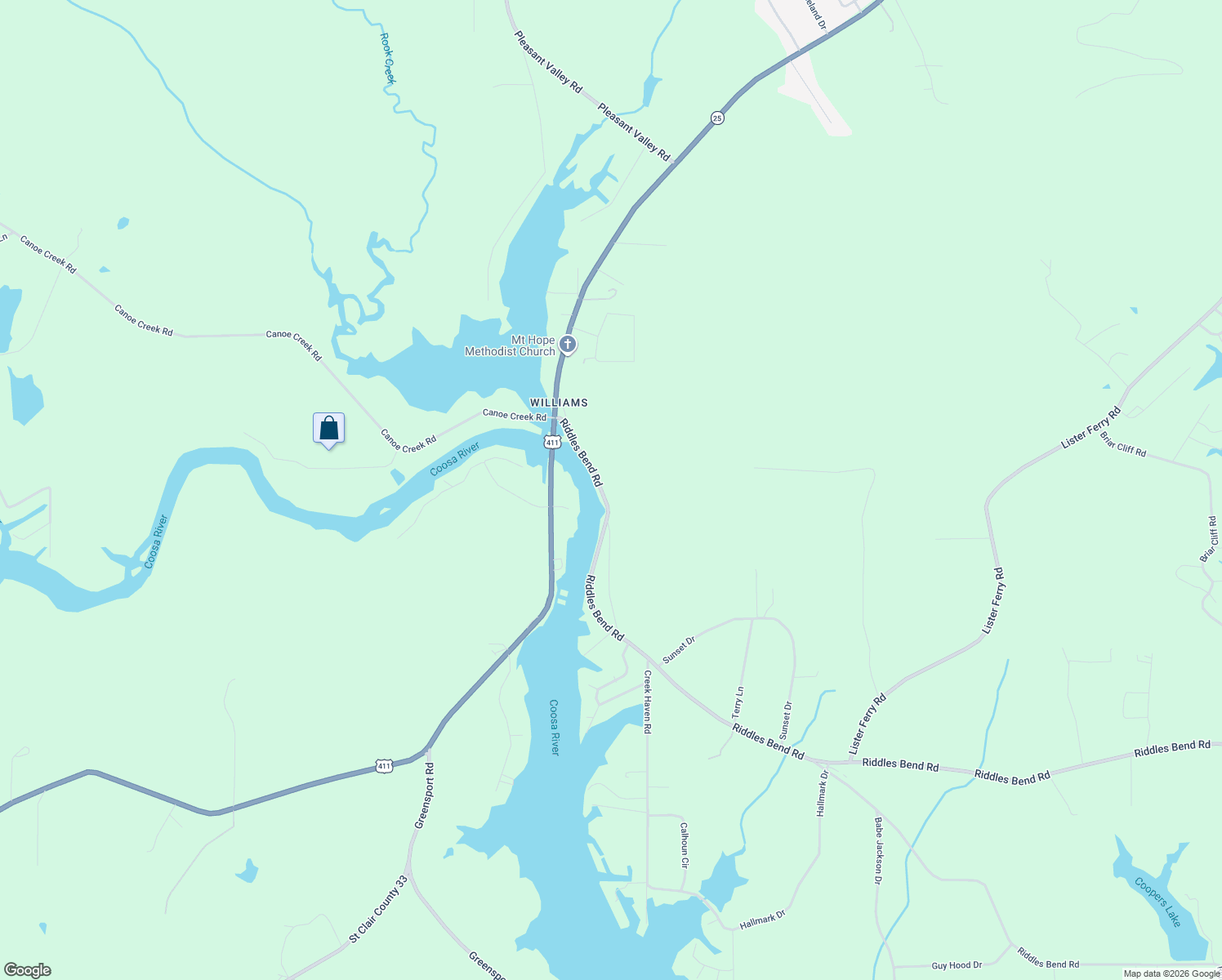 map of restaurants, bars, coffee shops, grocery stores, and more near 211 Riddles Bend Road in Rainbow City
