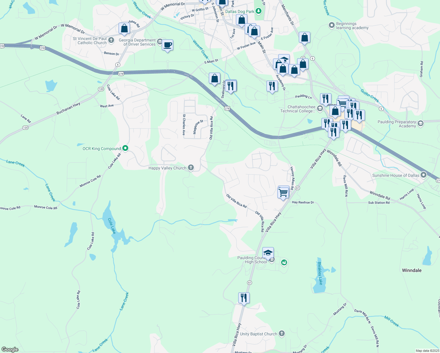 map of restaurants, bars, coffee shops, grocery stores, and more near 109 Rockefeller Lane in Dallas