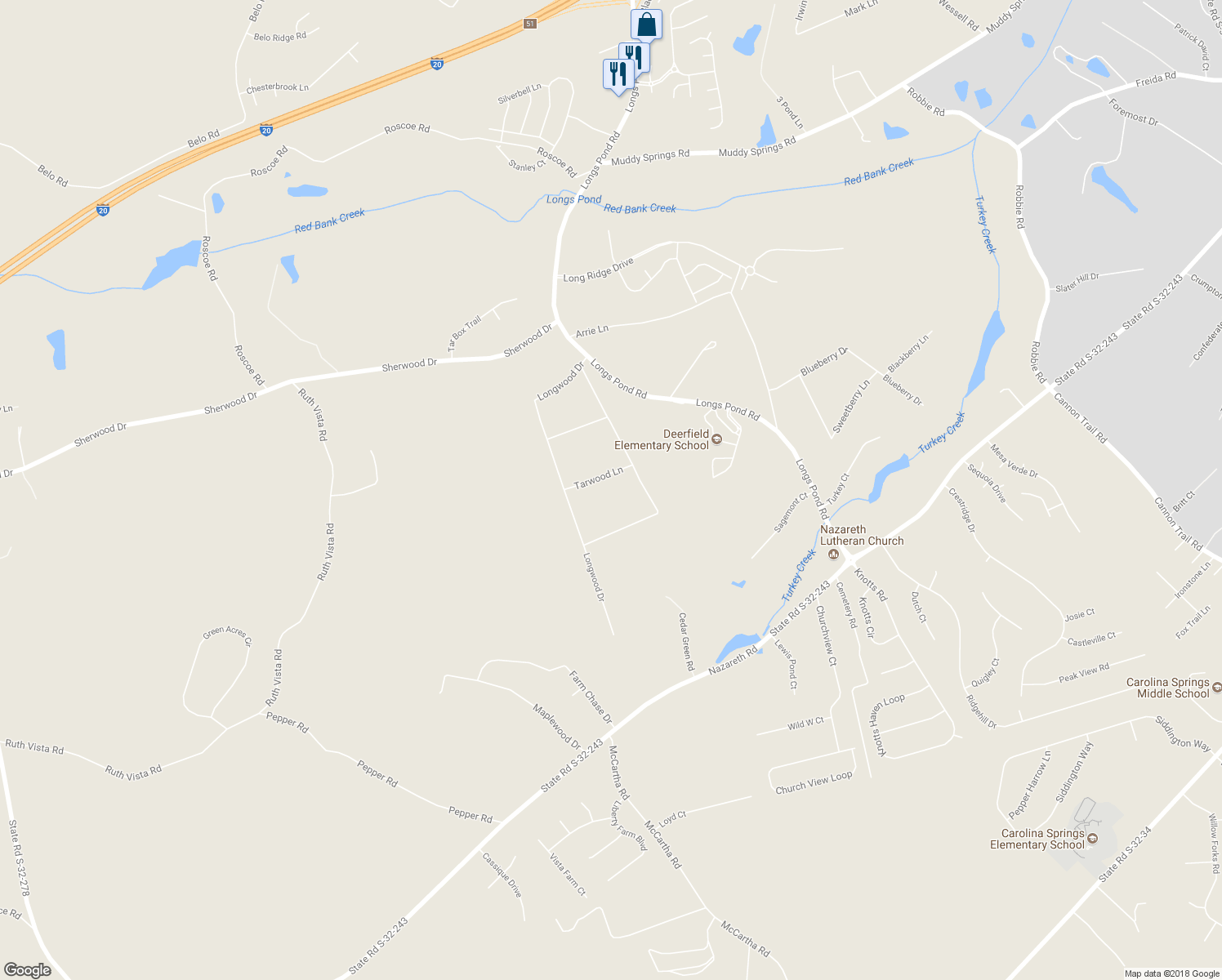 map of restaurants, bars, coffee shops, grocery stores, and more near 119 Tarwood Lane in Lexington
