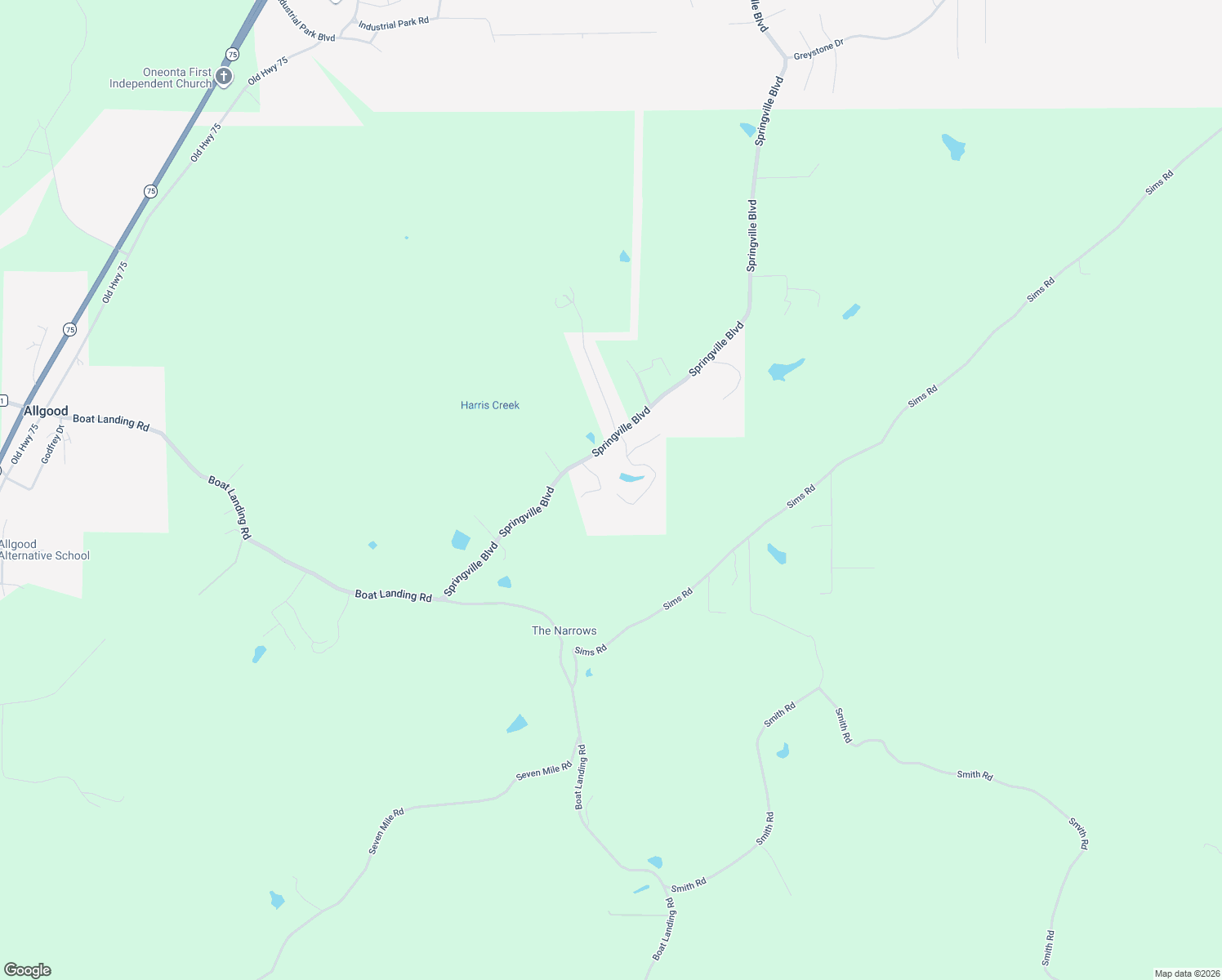 map of restaurants, bars, coffee shops, grocery stores, and more near 3061 Springville Boulevard in Oneonta