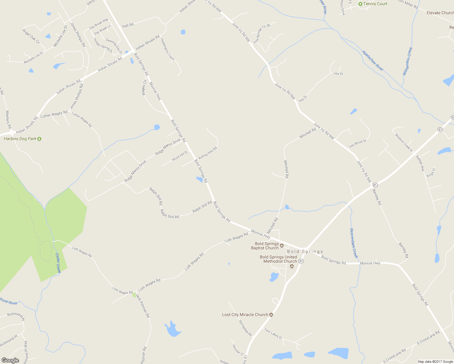 map of restaurants, bars, coffee shops, grocery stores, and more near 5280 Bold Springs Road in Dacula