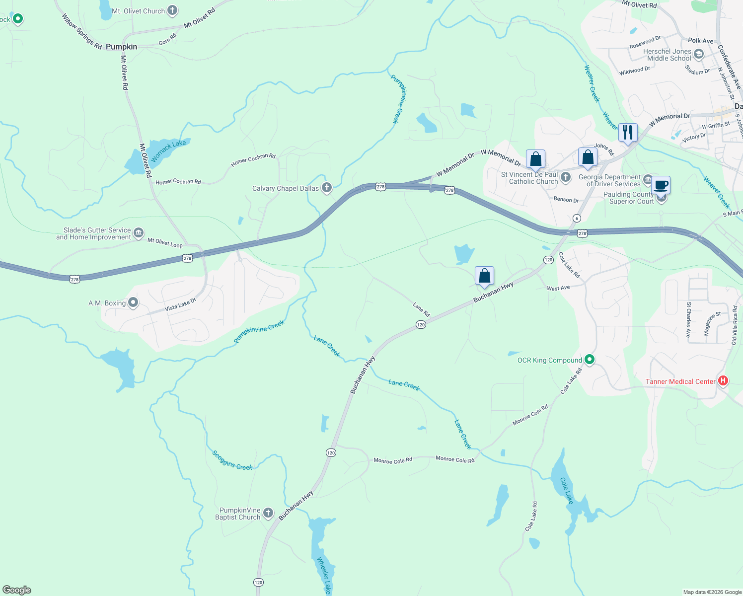 map of restaurants, bars, coffee shops, grocery stores, and more near 125 Pope Pl in Dallas